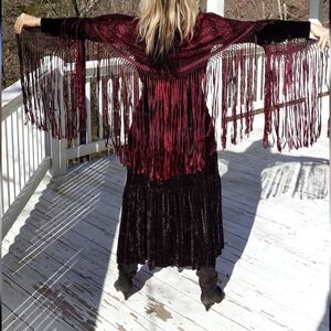 ANTIQUE EXQUISITE ALMANDINE SILK SHAWL